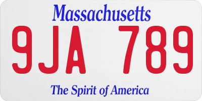 MA license plate 9JA789