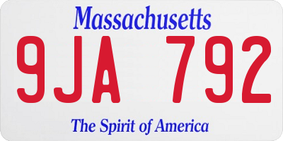 MA license plate 9JA792