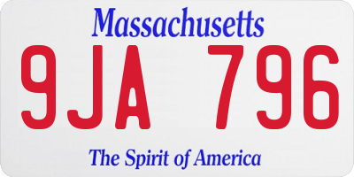 MA license plate 9JA796