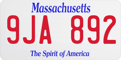 MA license plate 9JA892
