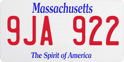 MA license plate 9JA922