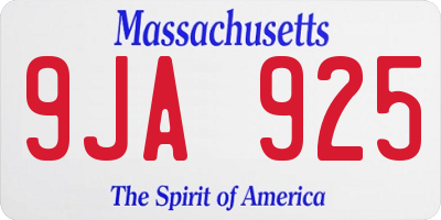 MA license plate 9JA925