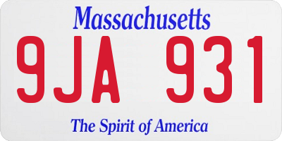 MA license plate 9JA931
