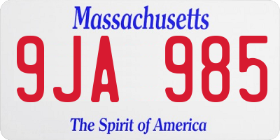 MA license plate 9JA985