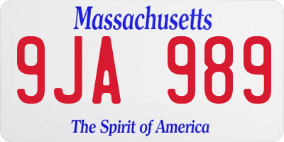 MA license plate 9JA989