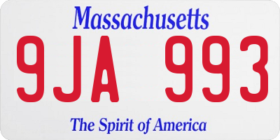 MA license plate 9JA993