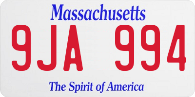 MA license plate 9JA994