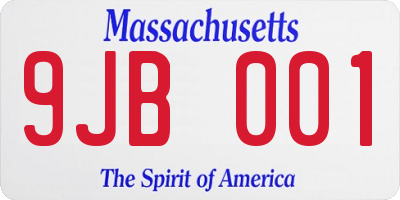 MA license plate 9JB001
