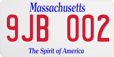 MA license plate 9JB002