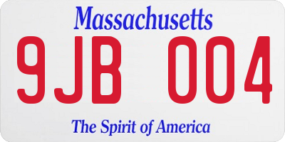 MA license plate 9JB004