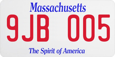 MA license plate 9JB005