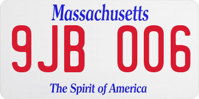 MA license plate 9JB006