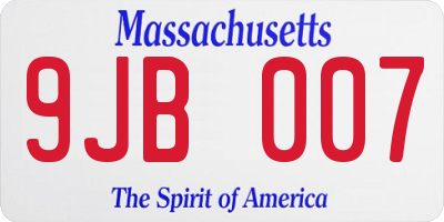 MA license plate 9JB007