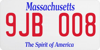 MA license plate 9JB008