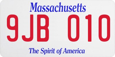 MA license plate 9JB010
