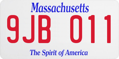 MA license plate 9JB011