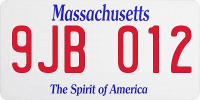 MA license plate 9JB012