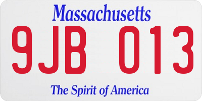 MA license plate 9JB013