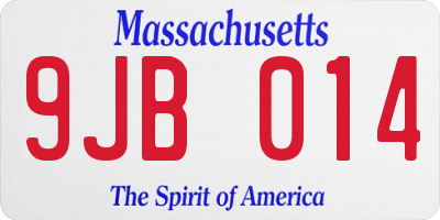 MA license plate 9JB014