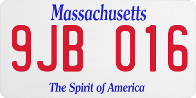 MA license plate 9JB016