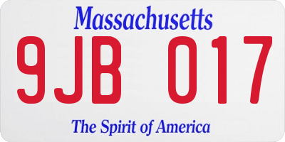 MA license plate 9JB017