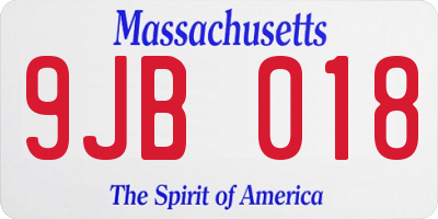 MA license plate 9JB018