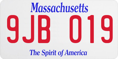 MA license plate 9JB019