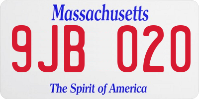 MA license plate 9JB020
