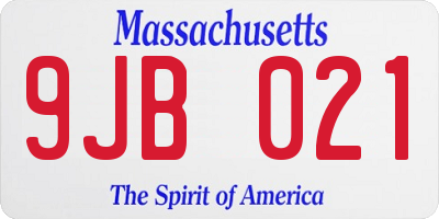 MA license plate 9JB021