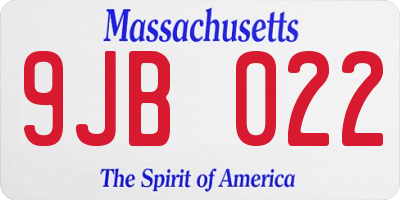 MA license plate 9JB022