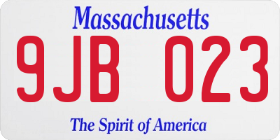 MA license plate 9JB023