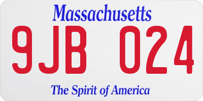 MA license plate 9JB024