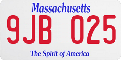 MA license plate 9JB025