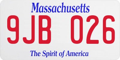 MA license plate 9JB026