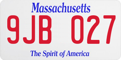 MA license plate 9JB027