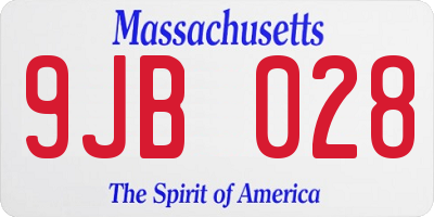 MA license plate 9JB028