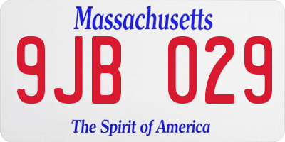 MA license plate 9JB029