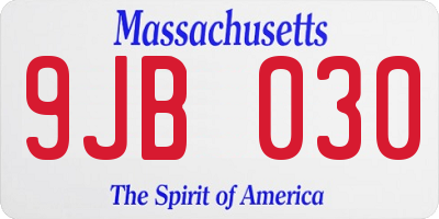 MA license plate 9JB030