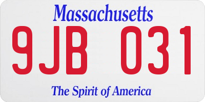 MA license plate 9JB031