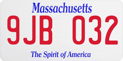 MA license plate 9JB032