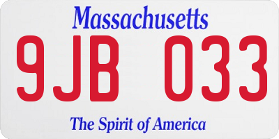 MA license plate 9JB033
