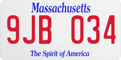 MA license plate 9JB034
