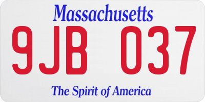 MA license plate 9JB037