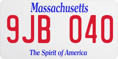 MA license plate 9JB040