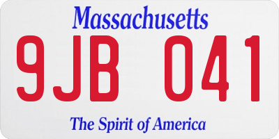MA license plate 9JB041