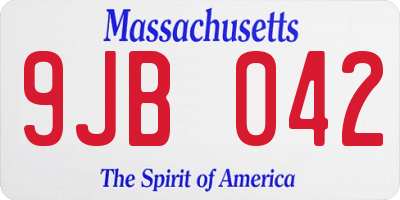 MA license plate 9JB042