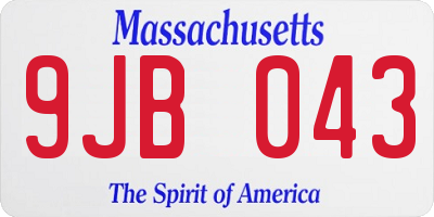 MA license plate 9JB043