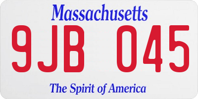 MA license plate 9JB045