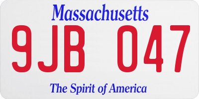 MA license plate 9JB047