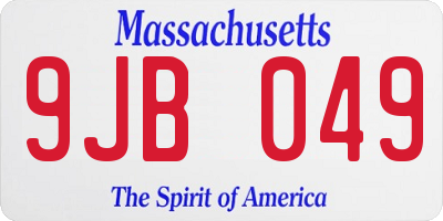 MA license plate 9JB049
